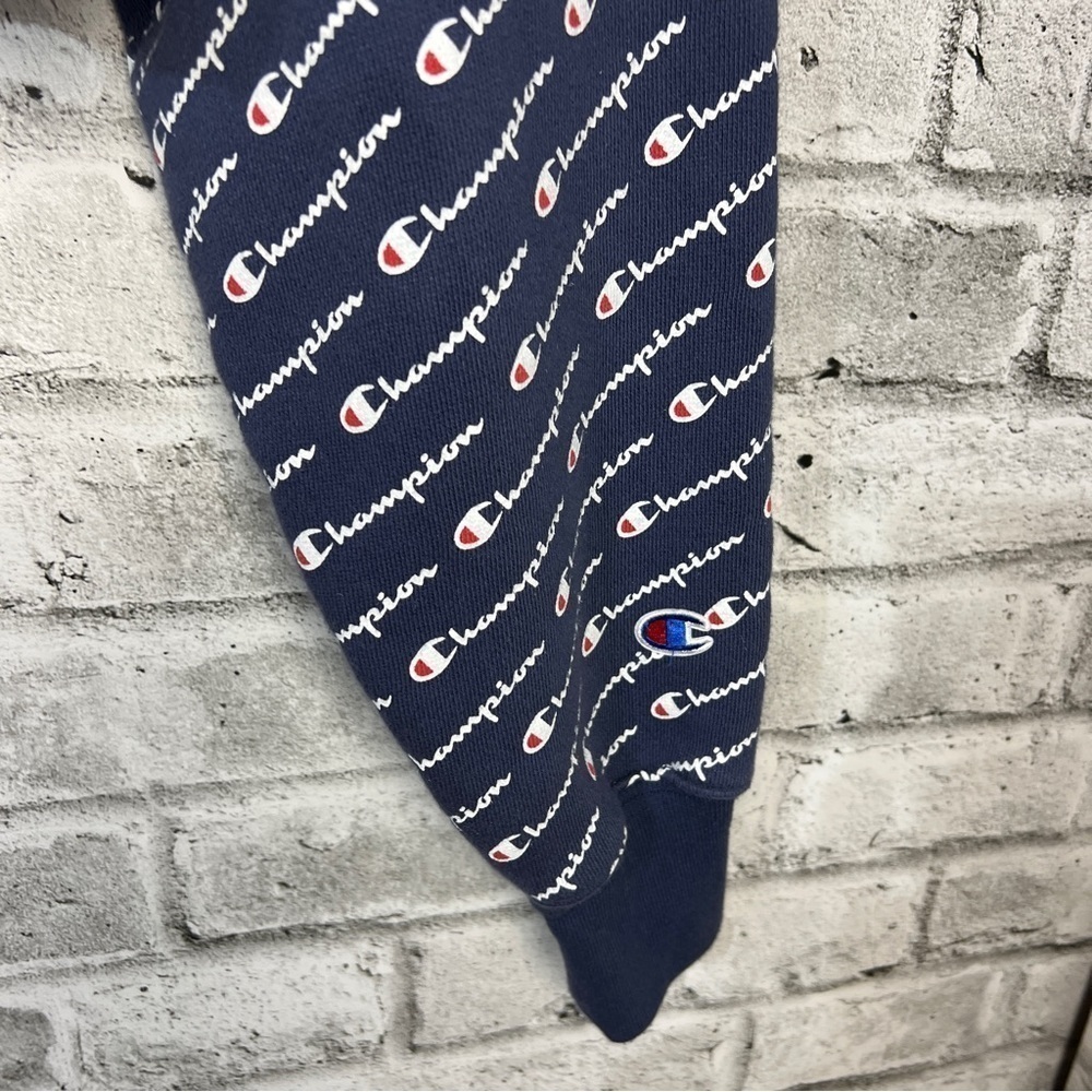 Champion Reverse Weave All Over Print Logo Cropped Hoodie Size Small - Picture 5 of 12